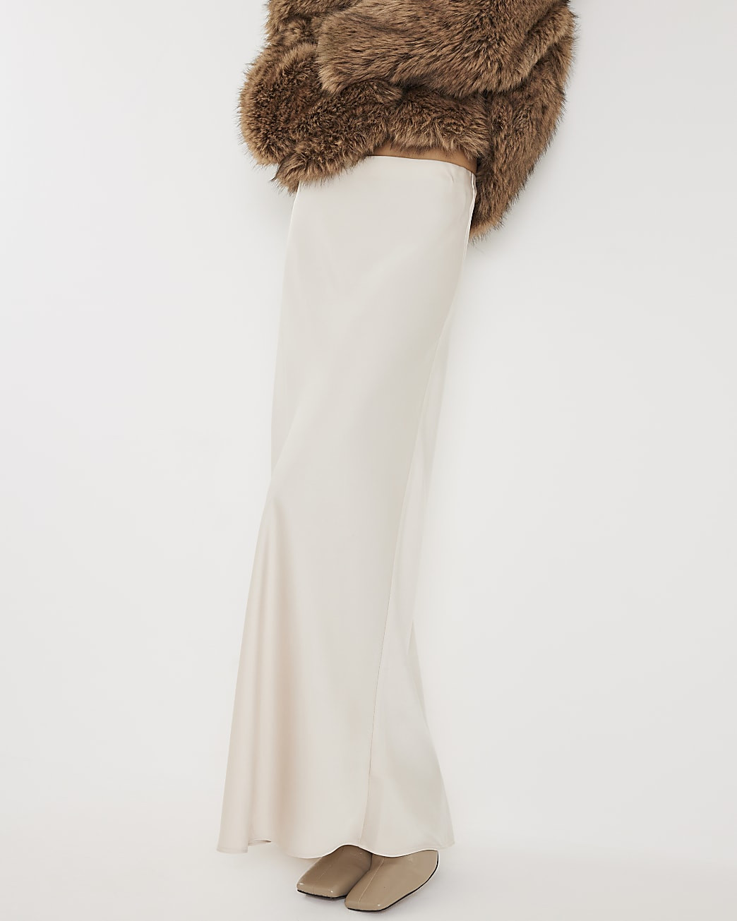 Cream Satin Maxi Skirt | River Island UK & IE