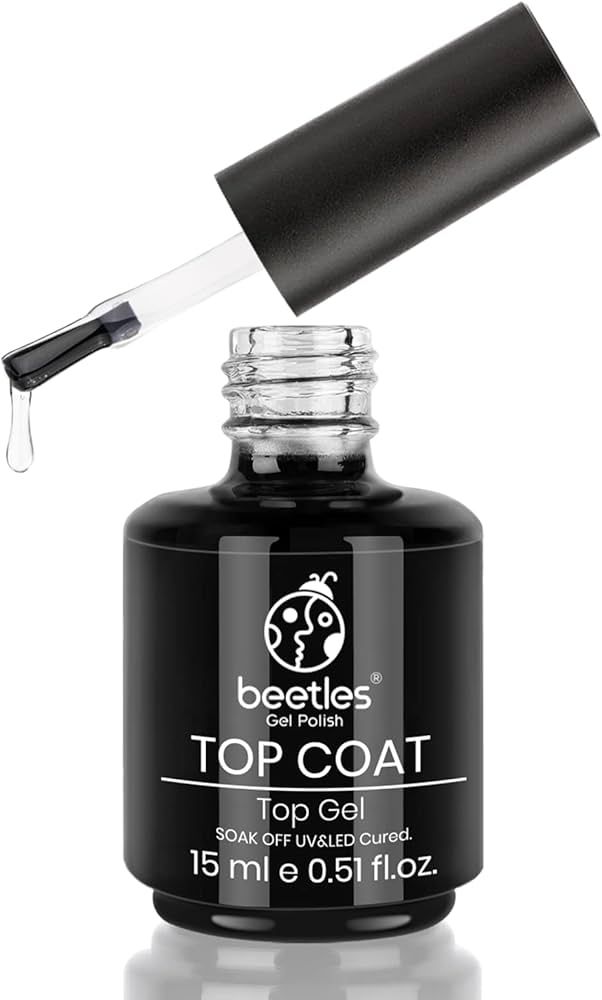 beetles Gel Polish Gel No Wipe Top Coat - Shine Finish and Long Lasting, Soak Off Nail Lamp Gel, ... | Amazon (US)