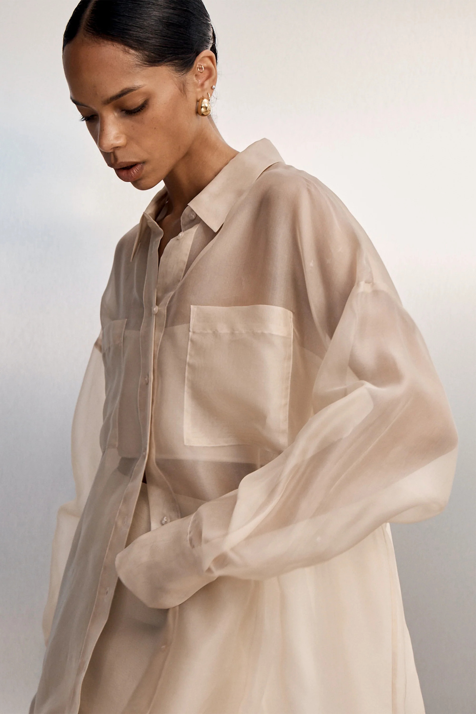 SIAN GOLD ORGANZA SHIRT | DISSH