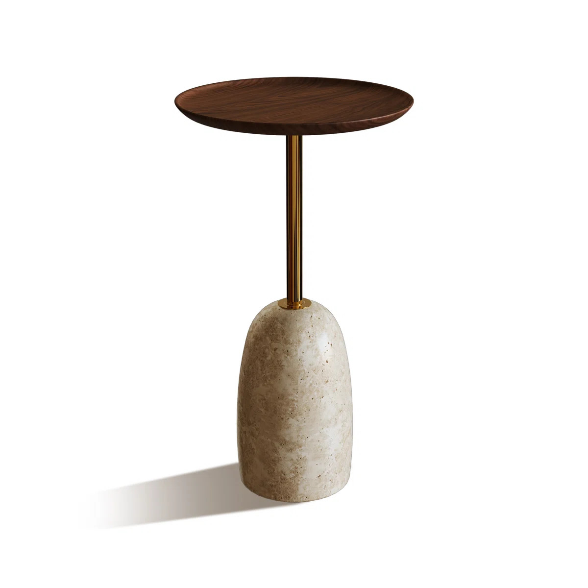 24" Travertine End Table With Walnut Finish Top | Wayfair North America