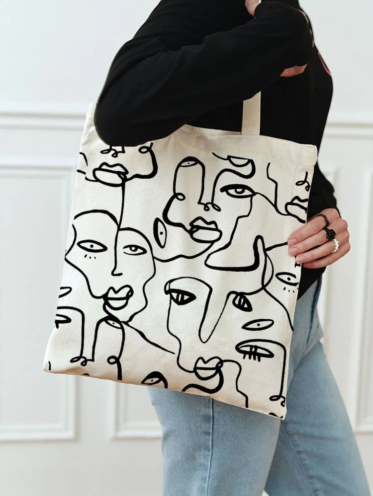 Figure Graphic Shopper Bag | SHEIN