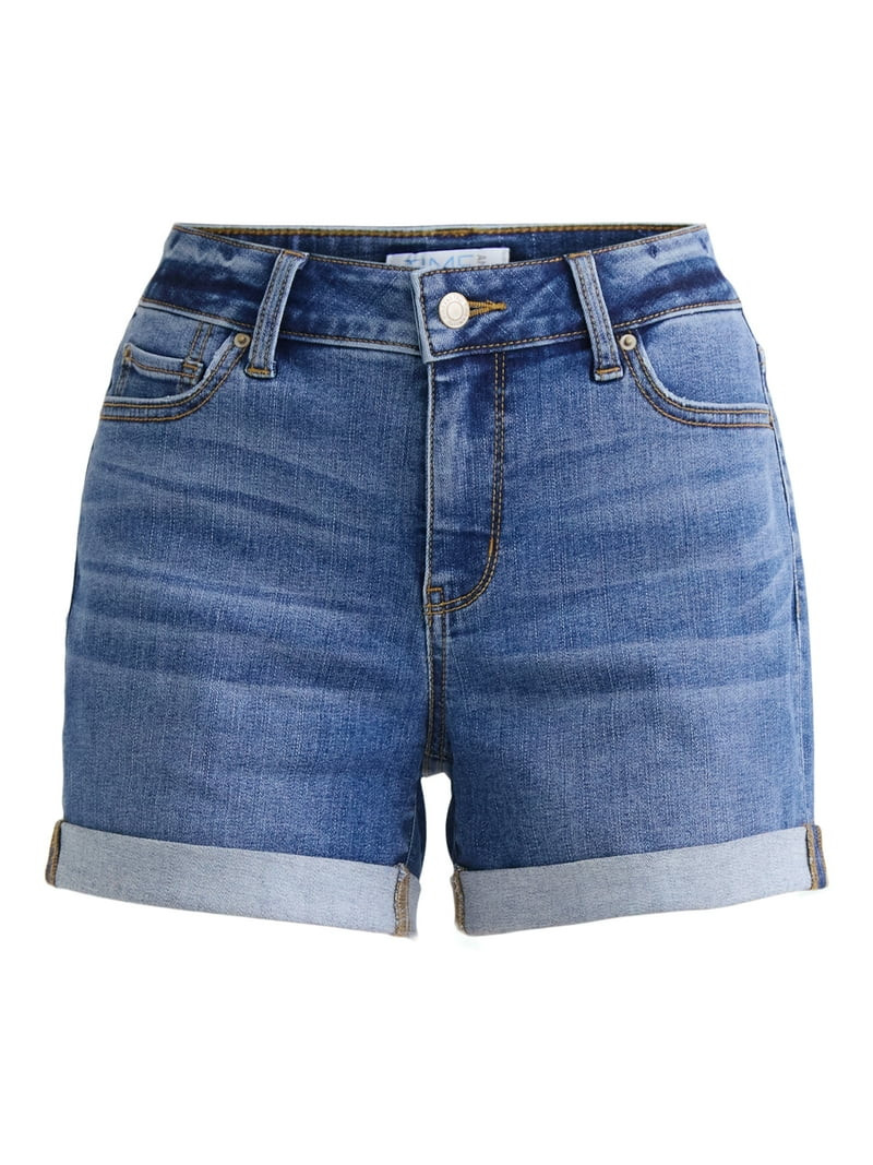 Time and Tru Women's Mid-Rise Denim Short, 4" Inseam, Size 2-20 | Walmart (US)