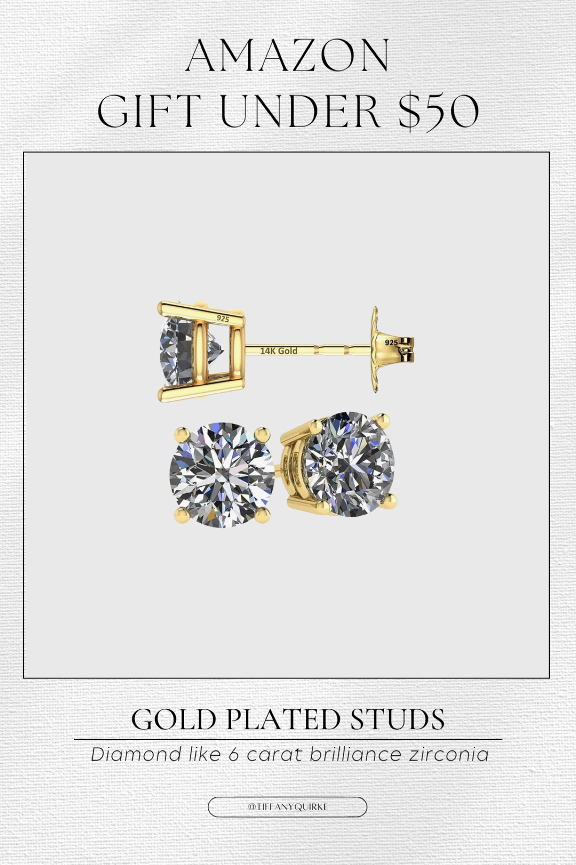 Gift idea for her! Sterling silver 14K gold plated stud earrings with 6 carat brilliance zirconia “diamond”.

#LTKfindsunder50 #LTKHoliday #LTKGiftGuide