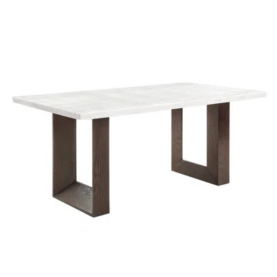 Contemporary White Marble-topped Dining Table With Base Rectangular Marble Finish For | Wayfair North America