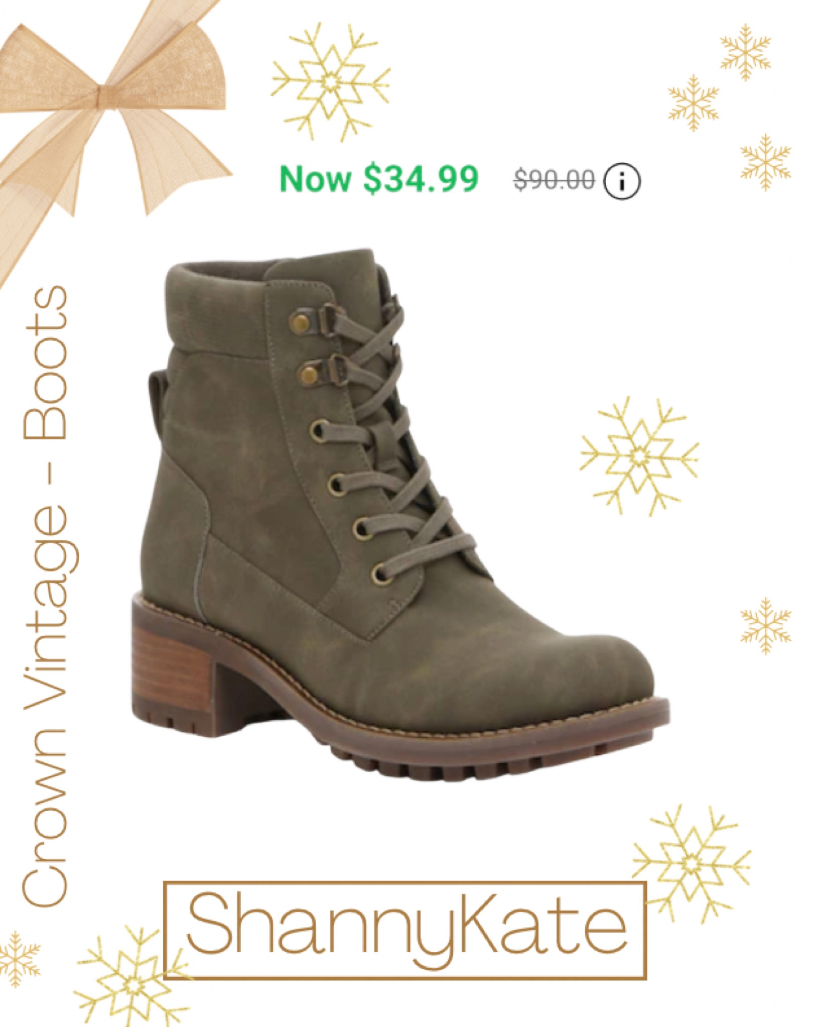 Crown Vintage Marley Bootie on sale for $34.99

Green boots. Army green boots. Booties. Combat boots. Suede boots. Lace up boots. 

#LTKunder50 #LTKshoecrush #LTKSeasonal