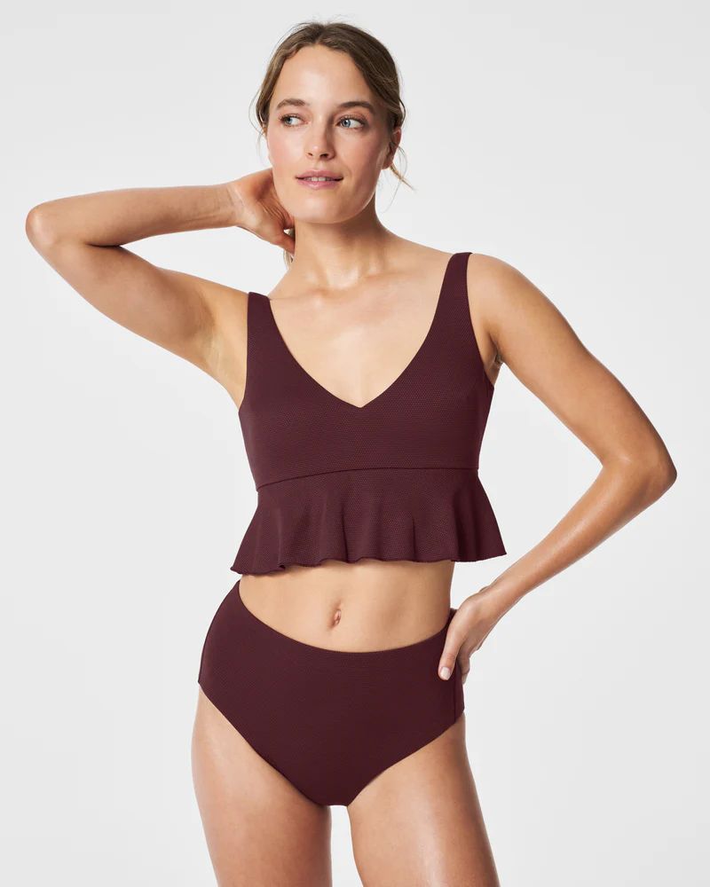 Pique Longline Flounce Swim Top | Spanx