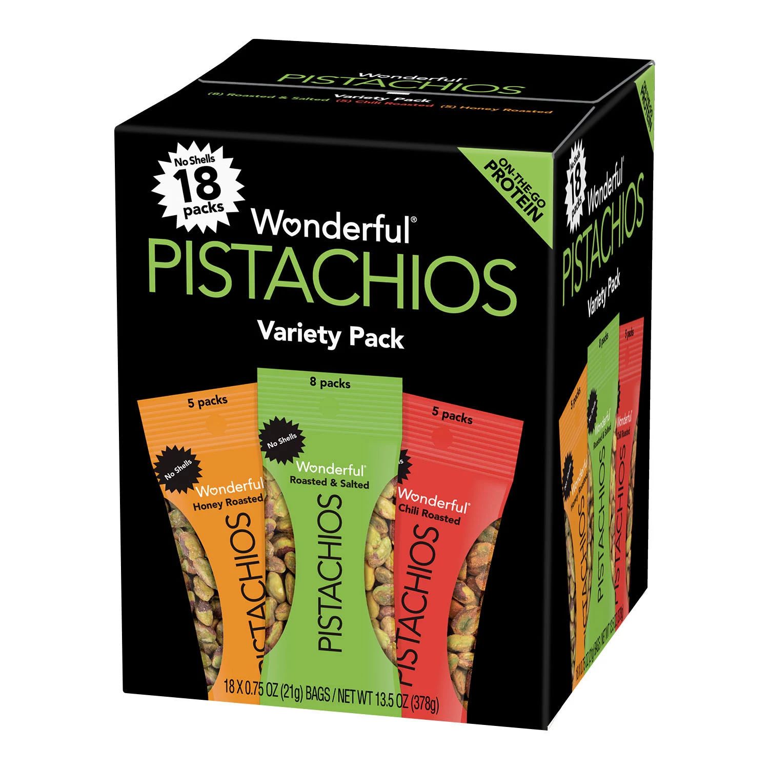 Wonderful Pistachios No Shells Variety Pack (0.75 oz., 18 pk.) | Sam's Club