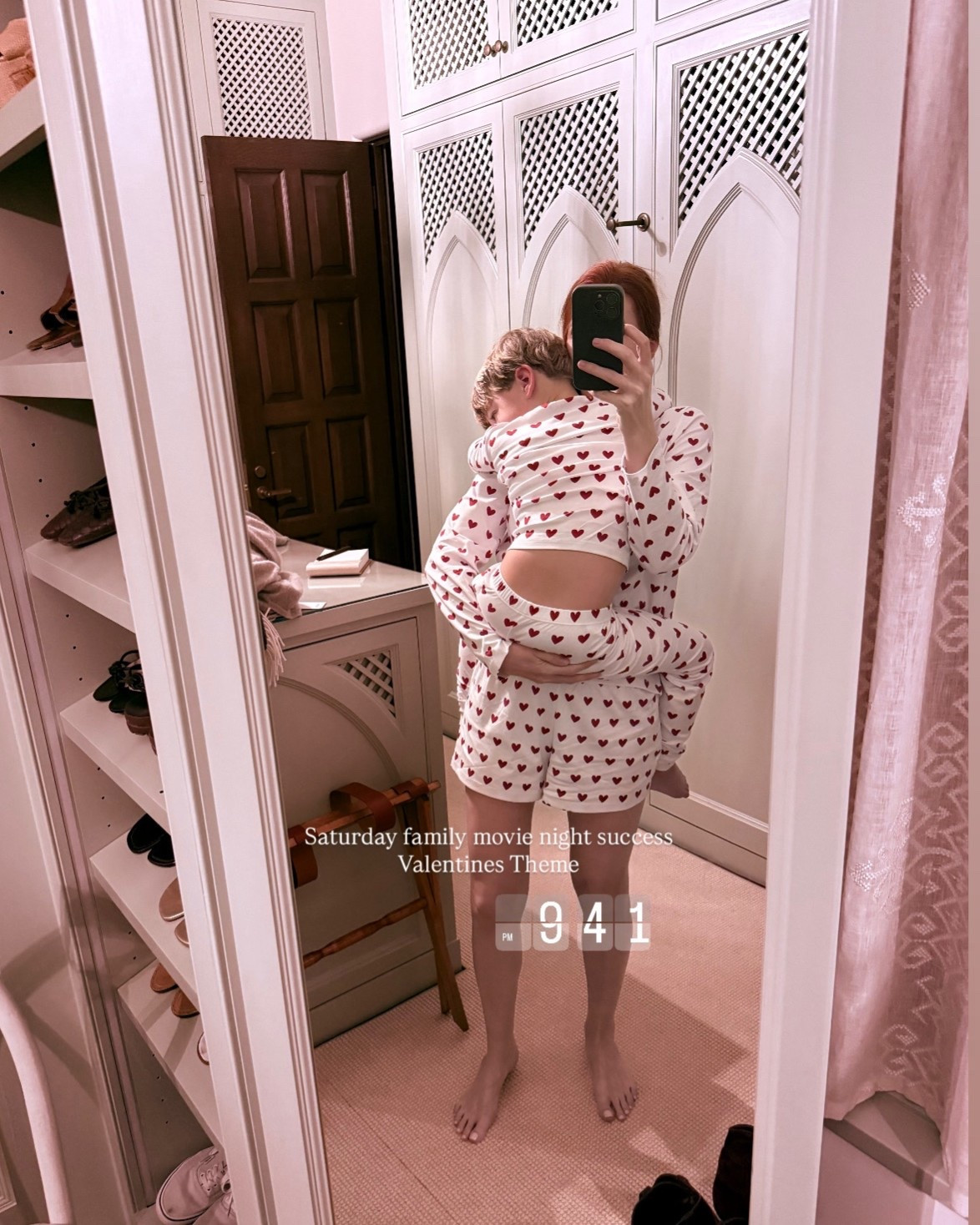 One sleepy little monkey.
Let Valentines week begin! 

Order a size up in these for everyone. 

#LTKmorningroutine #LTKValentine #LTKmomlife