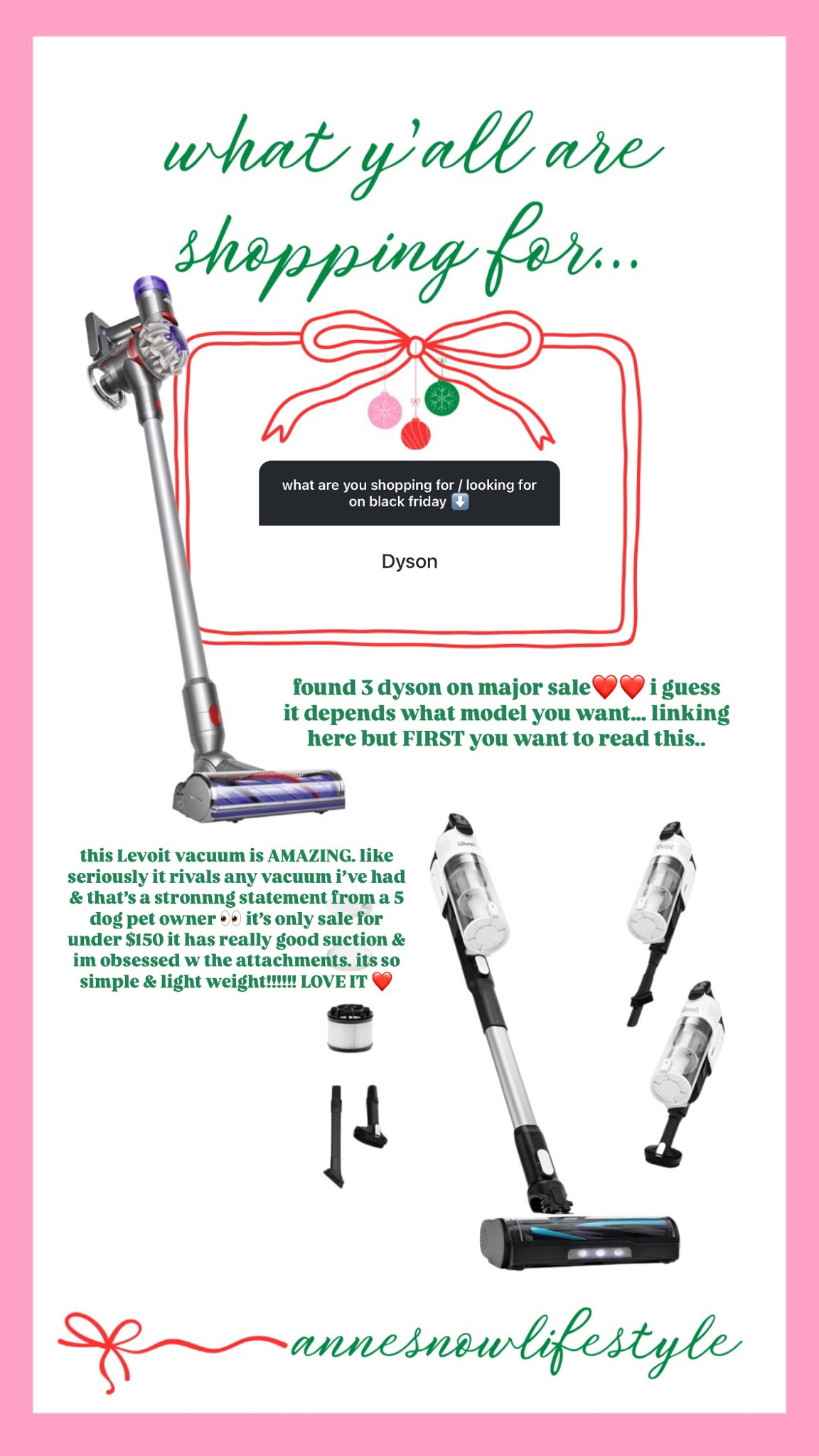 cordless vacuums on black friday sales! the dyson is great but yall really should try the levoit…. its AMAZING for less than half the price ❤️

#LTKSeasonal #LTKCyberWeek #LTKHome