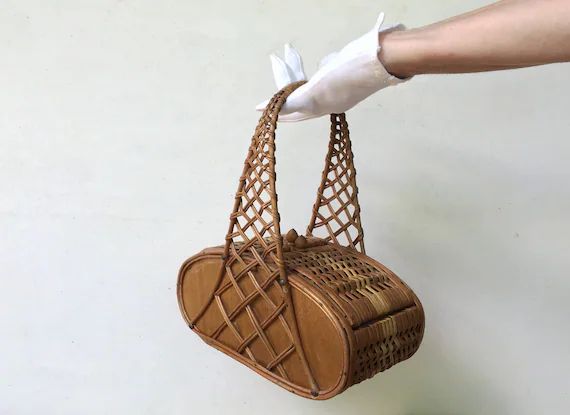 Wicker Basket Purse Made In Spain, Vintage Spanish Basket Bag, Designer Wood Wicker Purse | Etsy (US)