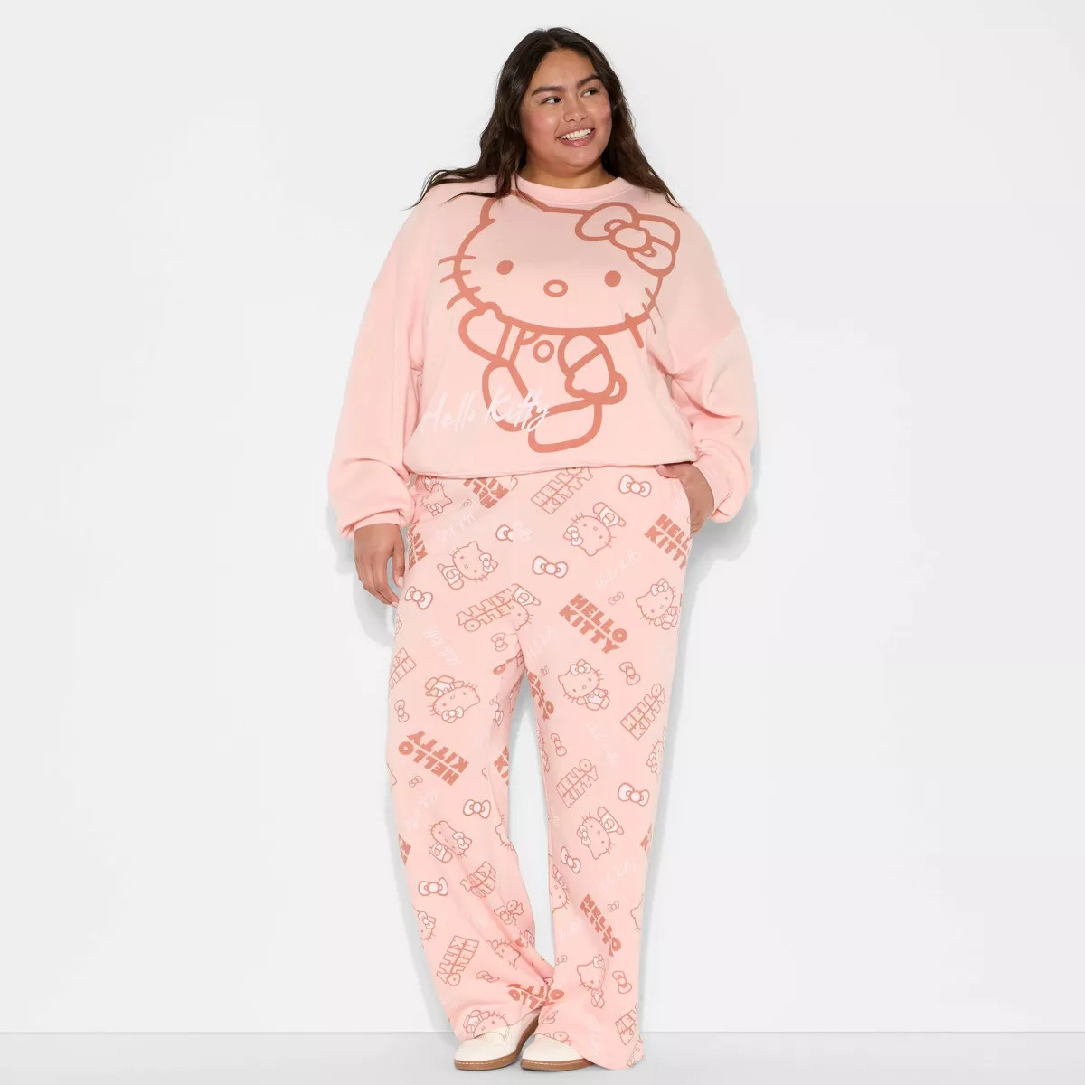 Women's Hello Kitty Fleece Graphic Pullover Sweatshirt - Pink 3X | Target