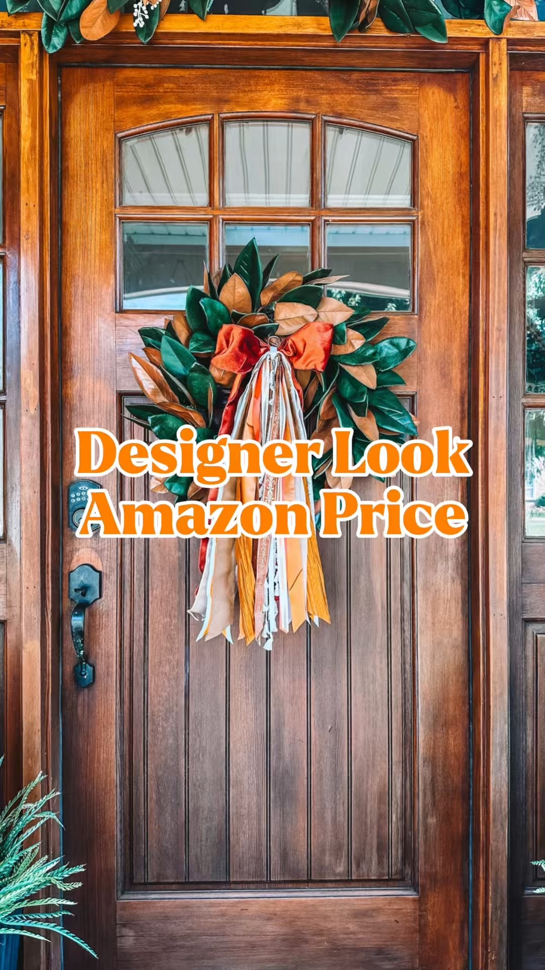 Designer looks on a Amazon budget. This ribbon is stunning and I can’t believe the price. Just attach to any wreath you have. My magnolia wreath is old and I can’t link it anymore but I have linked some similar.  #wreath #ribbon #amazon #falldecor 

#LTKSeasonal #LTKHome #LTKU