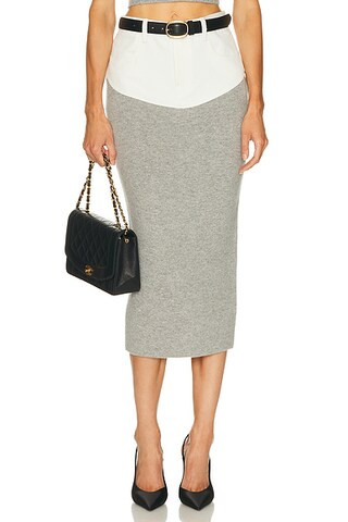 Knit Denim Insert Midi Skirt | FWRD 