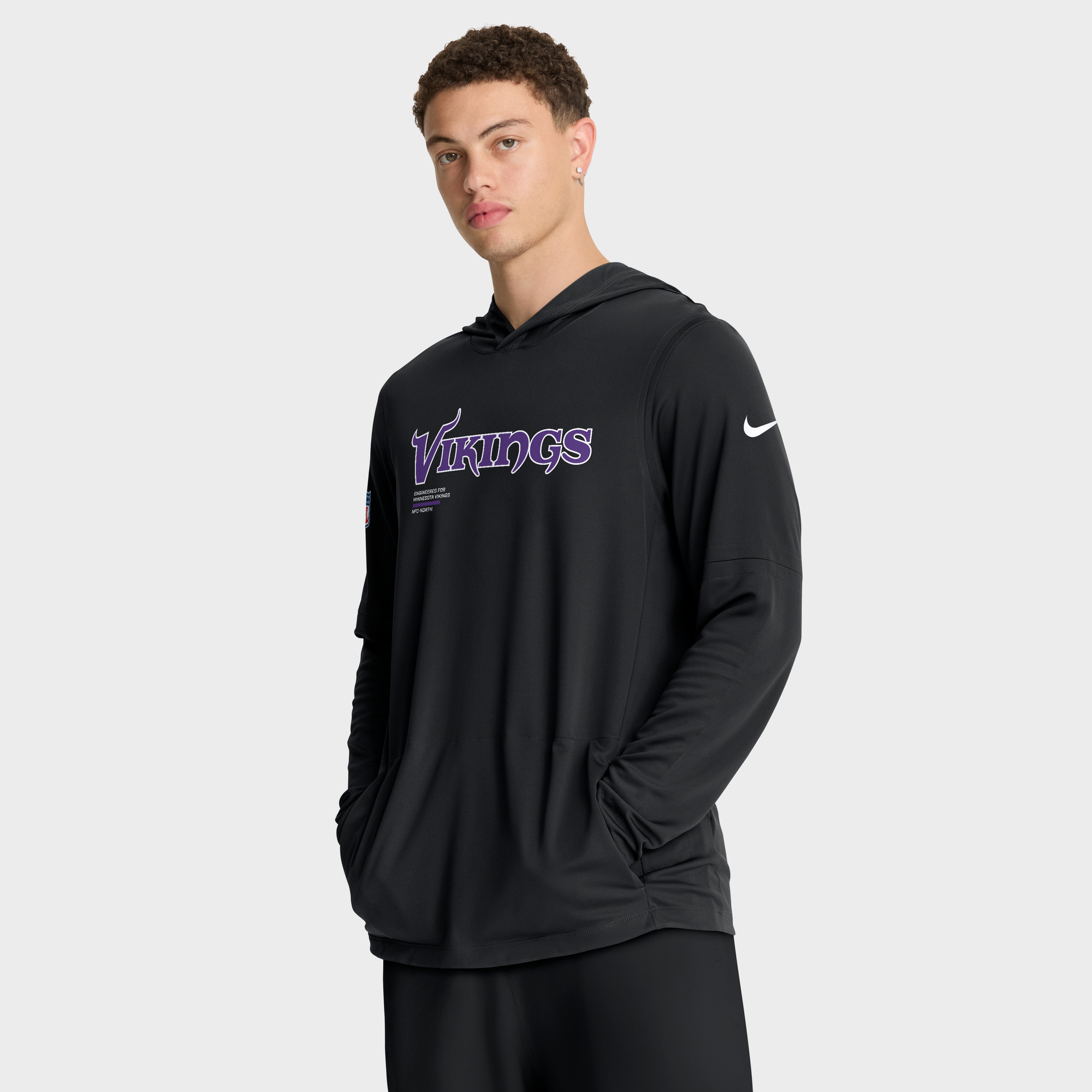 Men's Nike Black Minnesota Vikings Sideline Pure Fury Dri-FIT Long Sleeve Hoodie T-Shirt | Fanatics