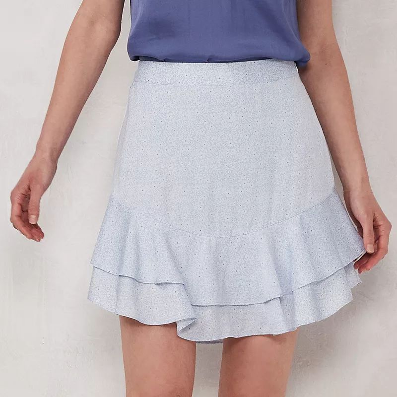 Women's LC Lauren Conrad Ruffle Skirt, Size: Large, Light Blue | Kohl's
