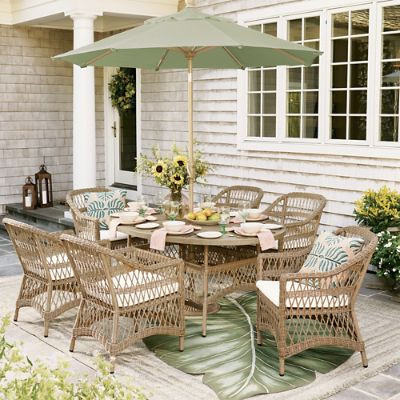 Palmetto Wicker Outdoor Dining Table | Grandin Road | Grandin Road