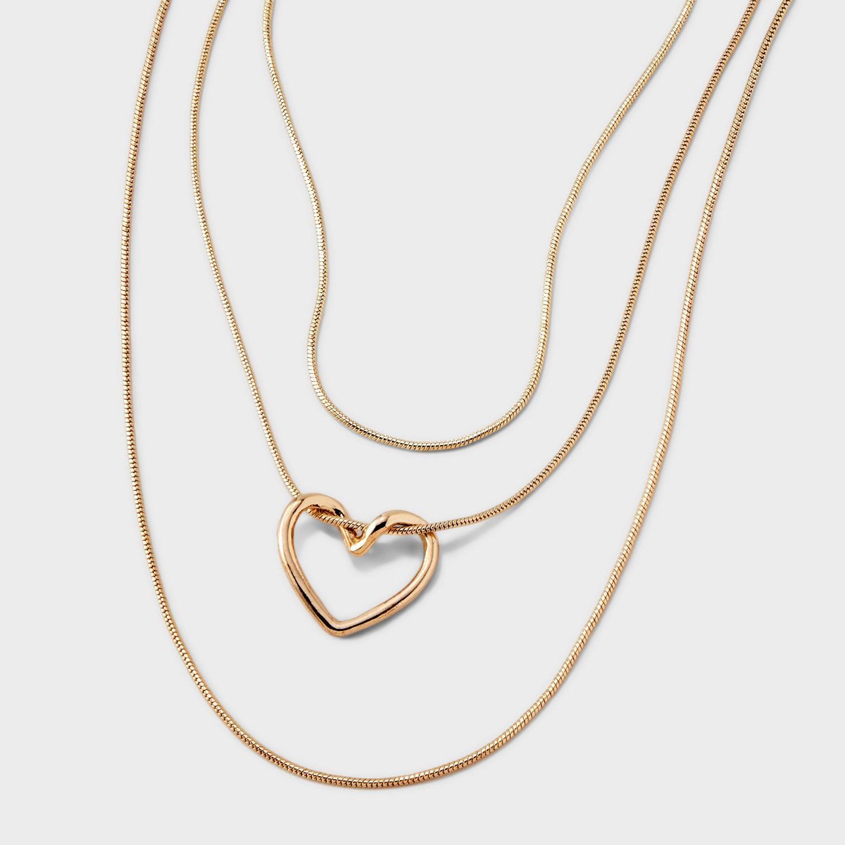 Snake Multi-Strand Chain with Floating Heart Necklace - Universal Thread™ Gold | Target