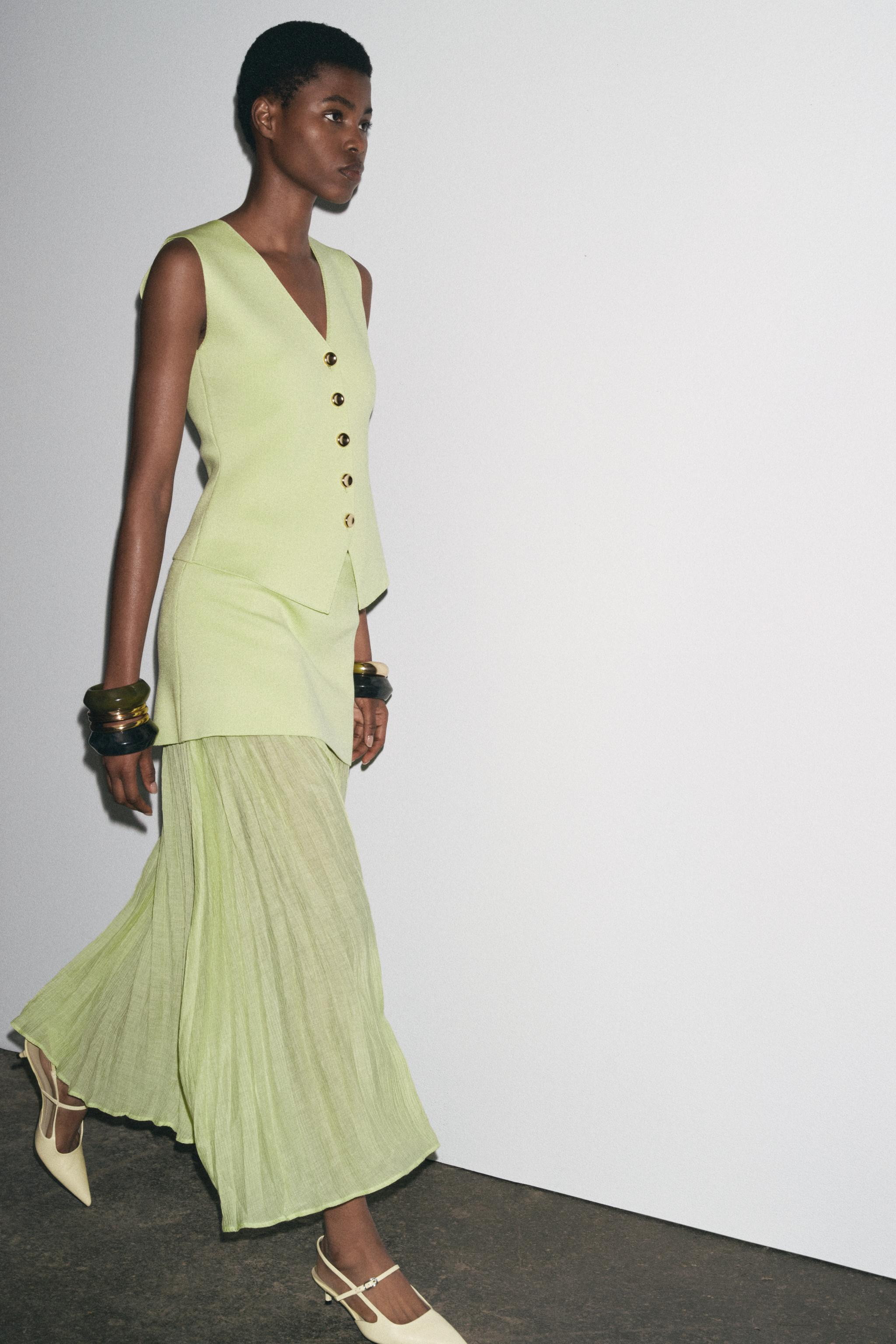 MIXED PLEATED KNIT SKIRT | Zara US