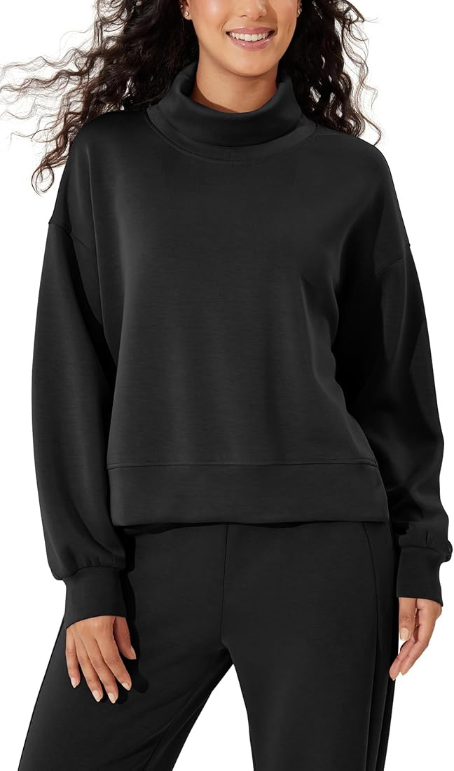 ODODOS Modal Soft Split Hem Turtleneck Sweatshirts for Women Long Sleeve Casual Pullover Top | Amazon (US)