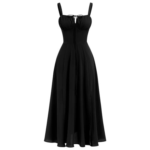 Women's Corset Dress Formal Cocktail Dresses Going Out Casual Sundress Split Thigh Spaghetti Strap Vintage Dress Black | Amazon (US)