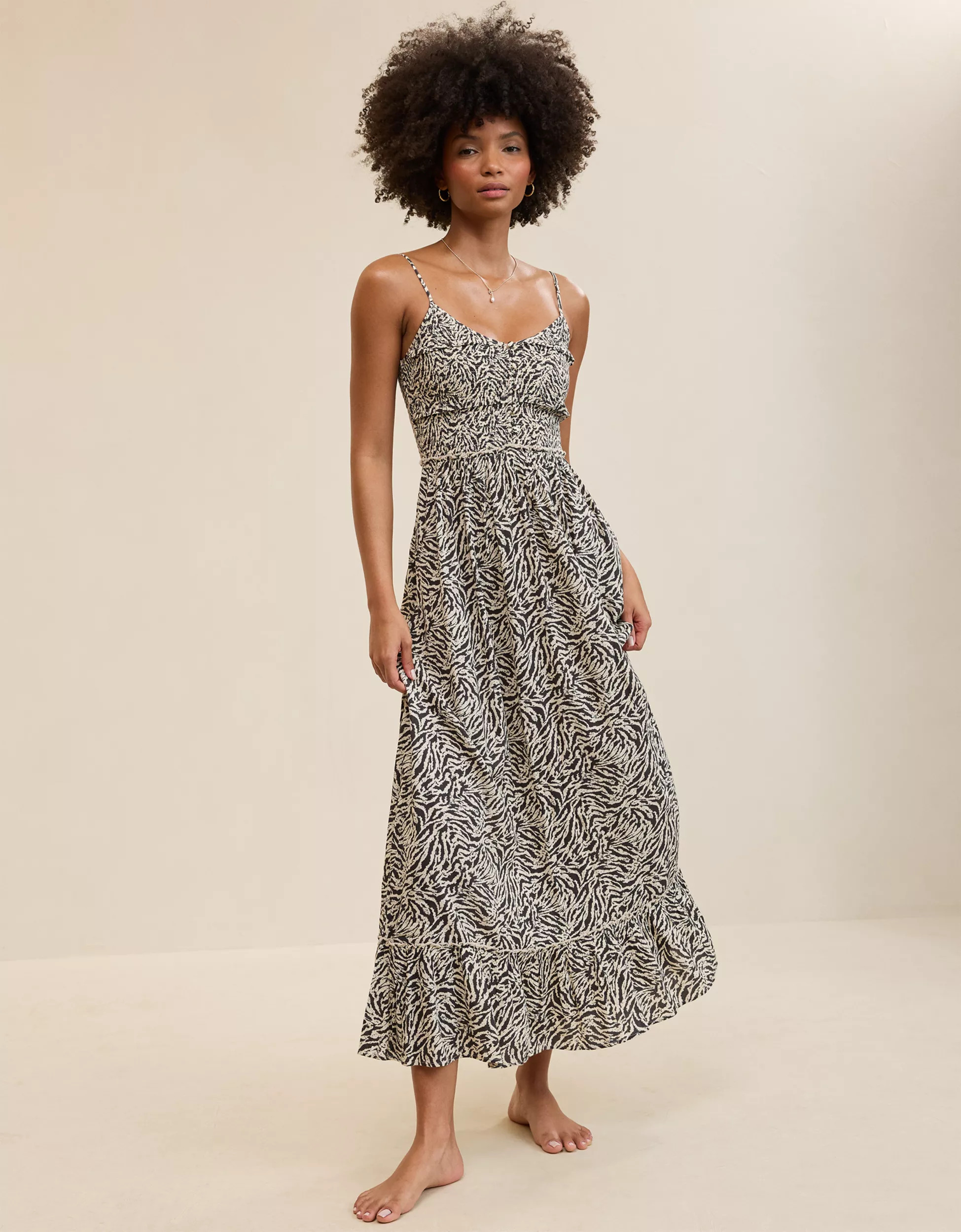Aerie Button Front Maxi Dress | American Eagle Outfitters (US & CA)