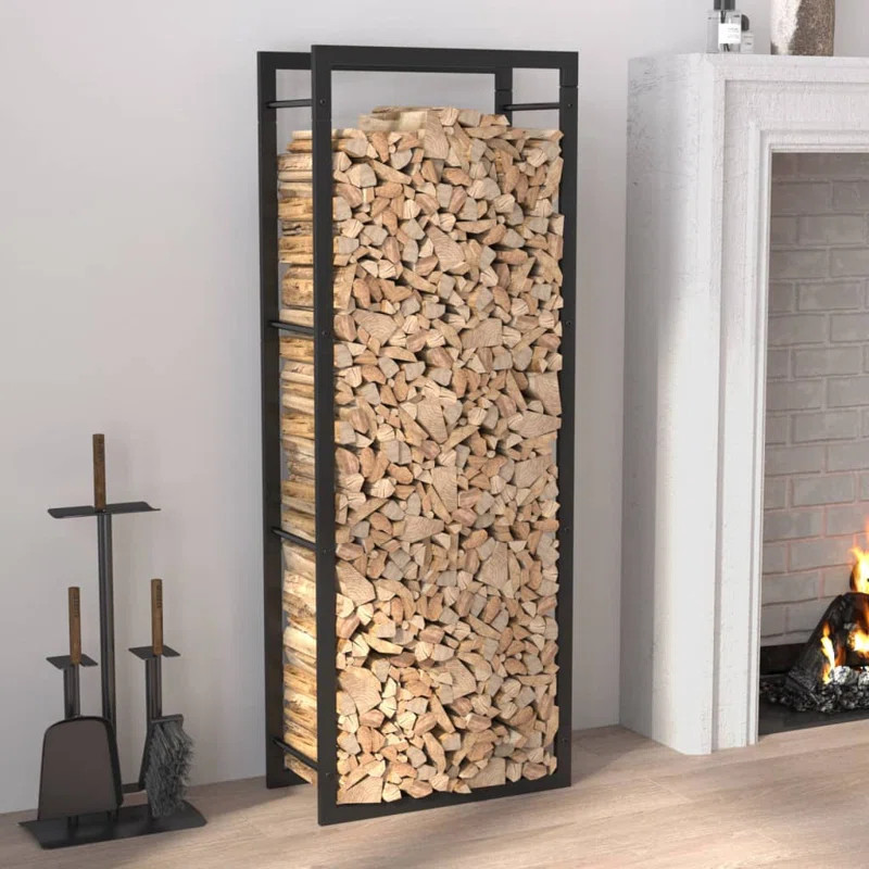 Latitude Run® Firewood Rack Matt Black 19.7"X11"X52" Steel & Reviews | Wayfair | Wayfair North America