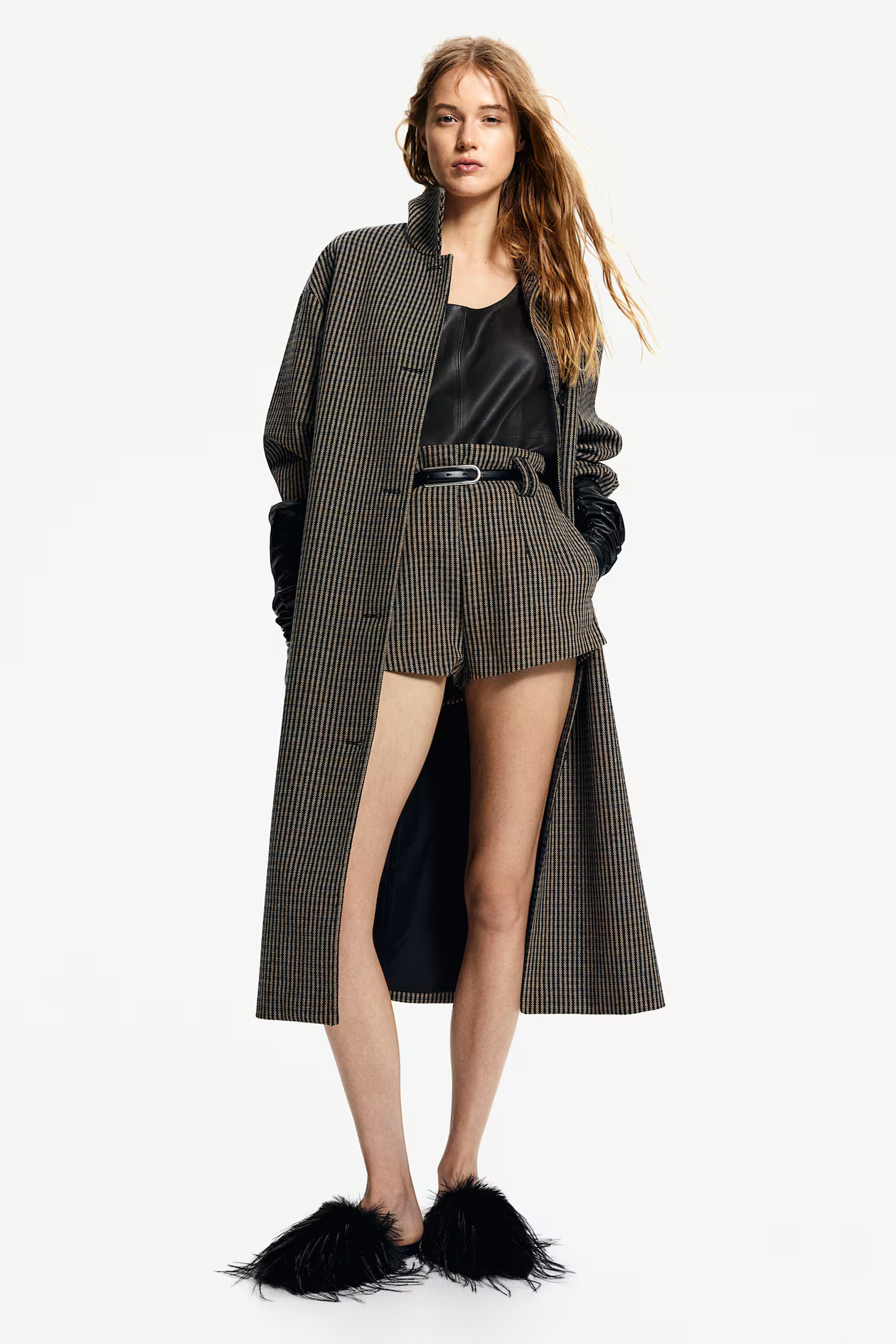 Wool-Blend Maxi Coat - Taupe/checked - Ladies | H&M US | H&M (US + CA)