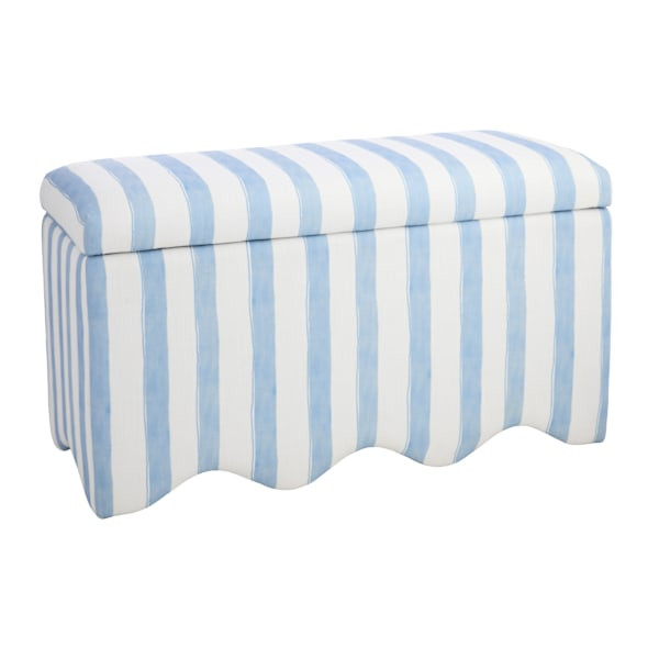 Scallop Storage Bench, Blue Stripe | At Home