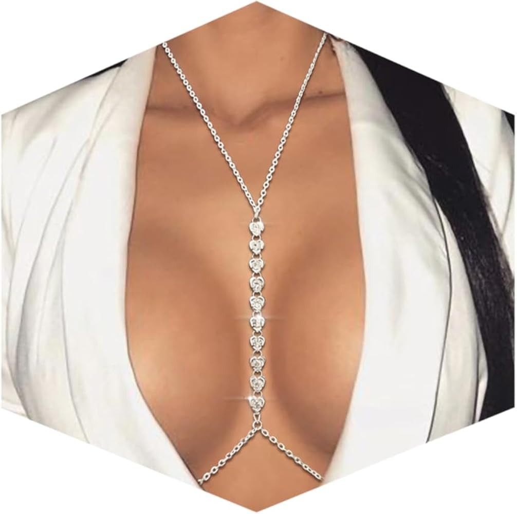 14K Gold Plated Body Chains for Women, Sexy Layered Belly Waist Chain Crossover Bikini Bra Chain,... | Amazon (US)