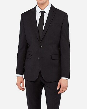 slim black wool-blend performance stretch suit jacket | Express