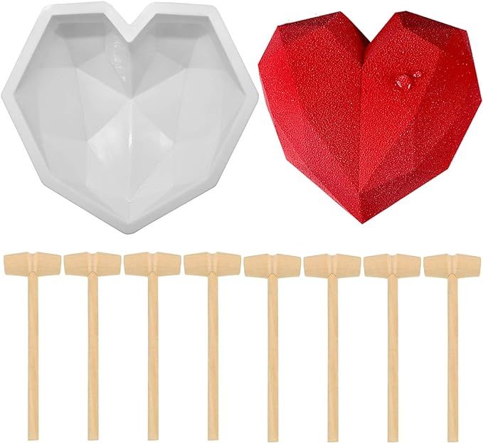 RAYNAG Diamond Heart Silicone Mousse Cake Mold Breakable Heart Chocolate Fondant Dessert Mould Ba... | Amazon (CA)