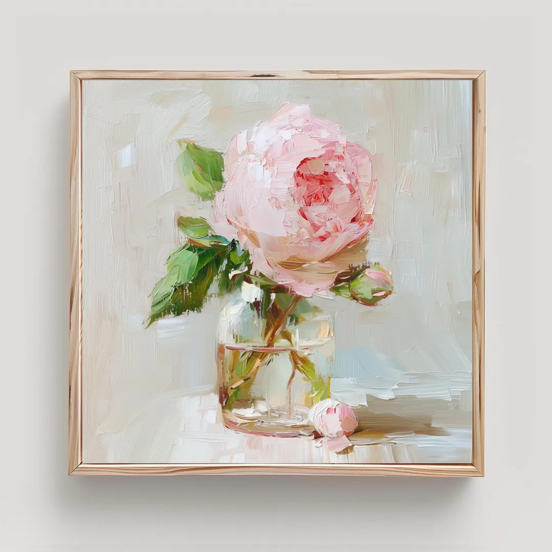 Peony Painting Print: Pink Flower Impasto Oil Wall Art - Etsy | Etsy (US)