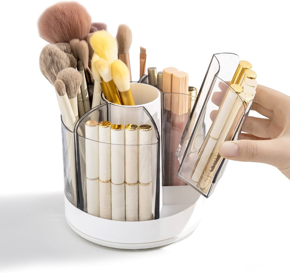 MSHOMELY Make up Brush Holder Organzier, 360 Rotating Makeup Brush Container with Removable Trays... | Amazon (US)