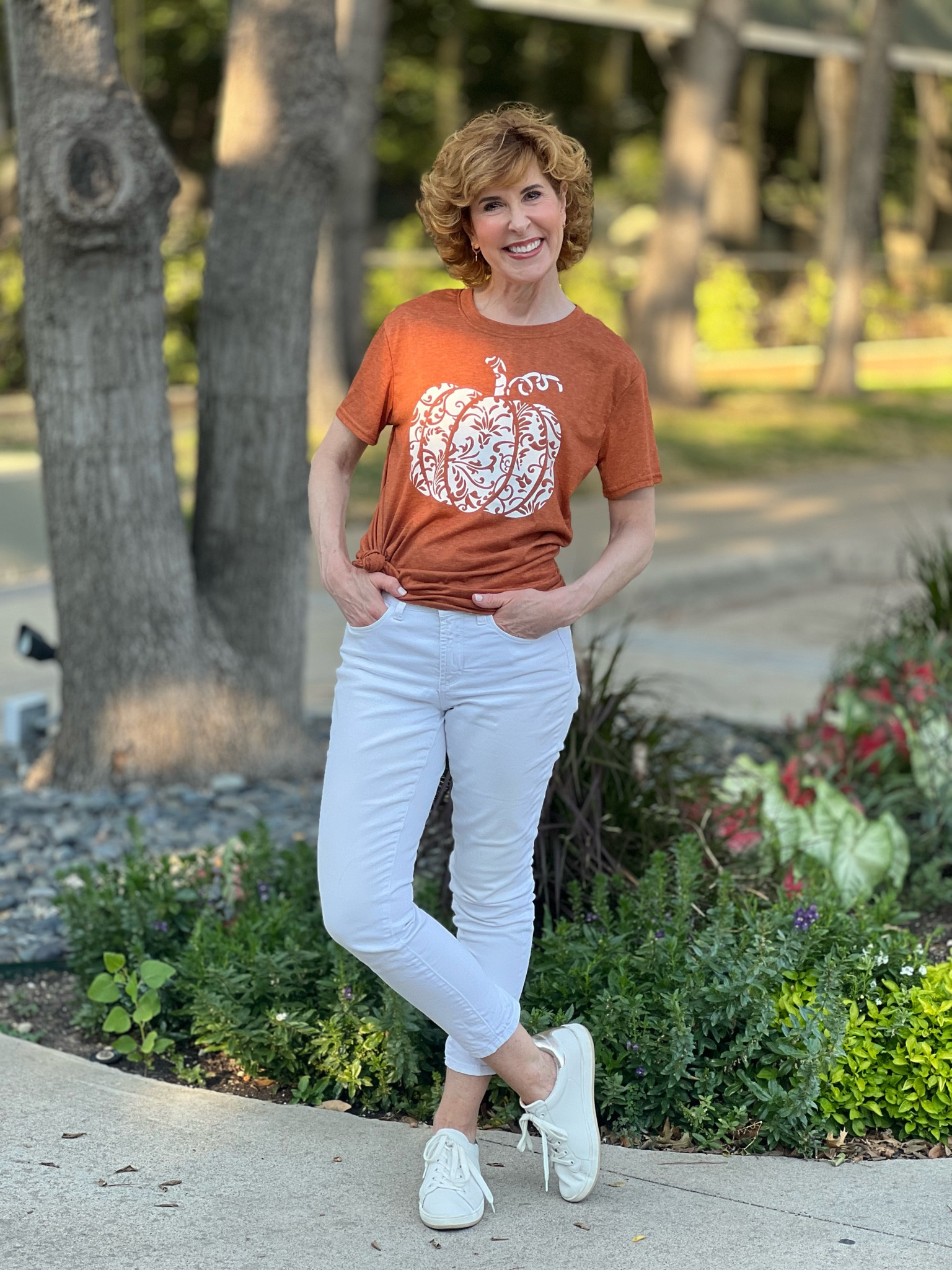 This graphic tee comes in so many fun colors and patterns! I paired mine with my favorite No-Stain (Yes! Really!) white Girlfriend ieans and white platform sneakers since it's still hot in Dallas!


#LTKHalloween #LTKstyletip #LTKSeasonal
