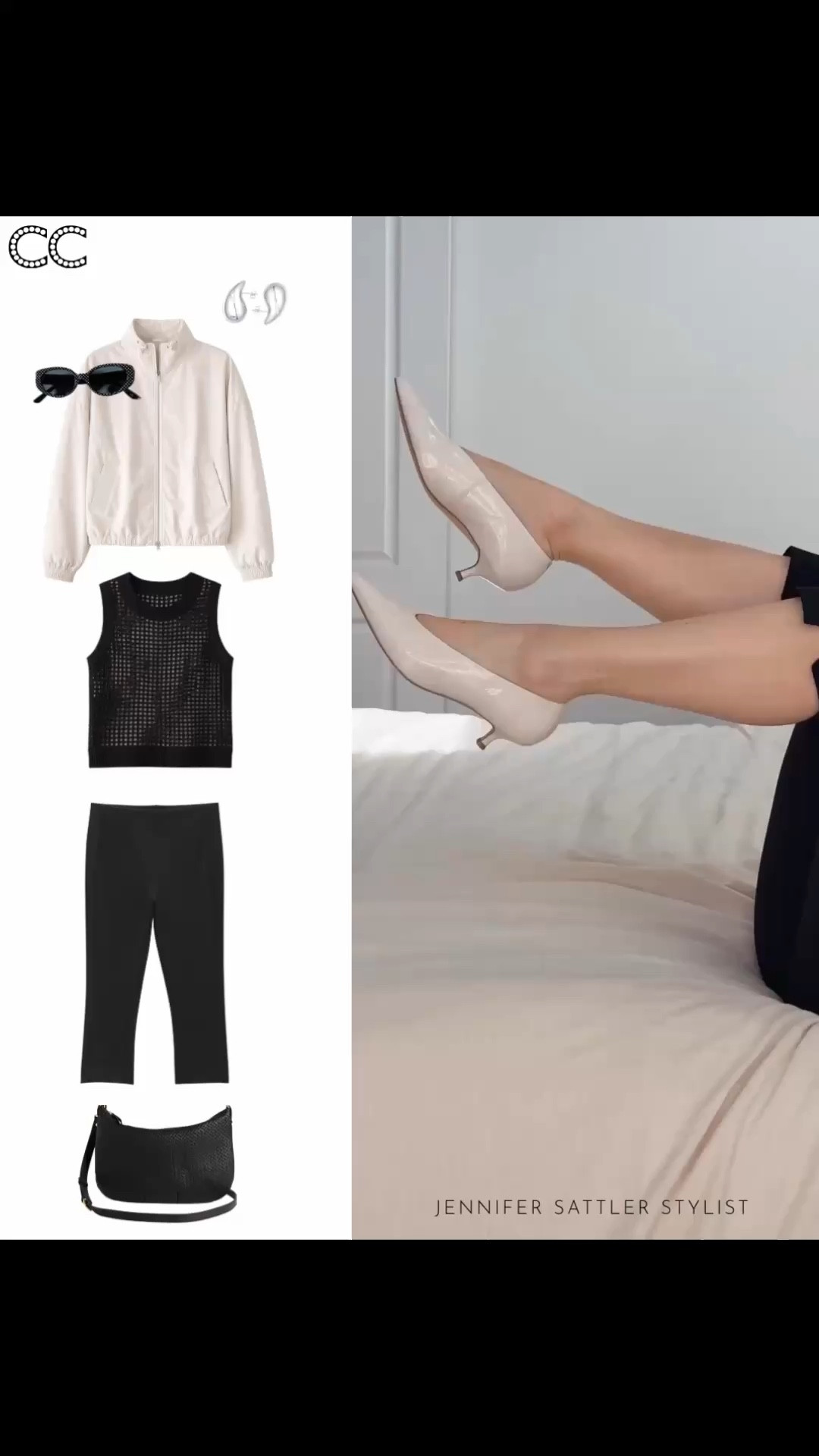 I’m having so much fun with these name brand shoes more than 50% off.

Use the links here to recreate this designer look for less I’m loving. 

Pair a parchment color bomber jacket and pump like this to make a pair perfect with any basic outfit 