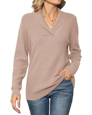 Chipany Collared Sweaters for Women Cozy Up Waffle Polo Sweater Shirt Long Sleeve V Neck Jumper | Amazon (US)