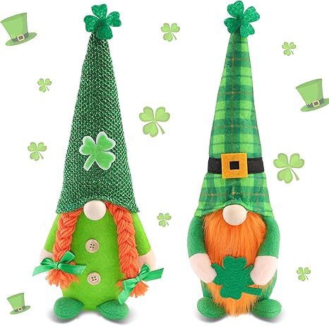 St Patricks Day Gnomes Decor, ZATAYE 2 Packs St. Patrick's Day Decorations, Irish Leprechaun Tomt... | Amazon (US)