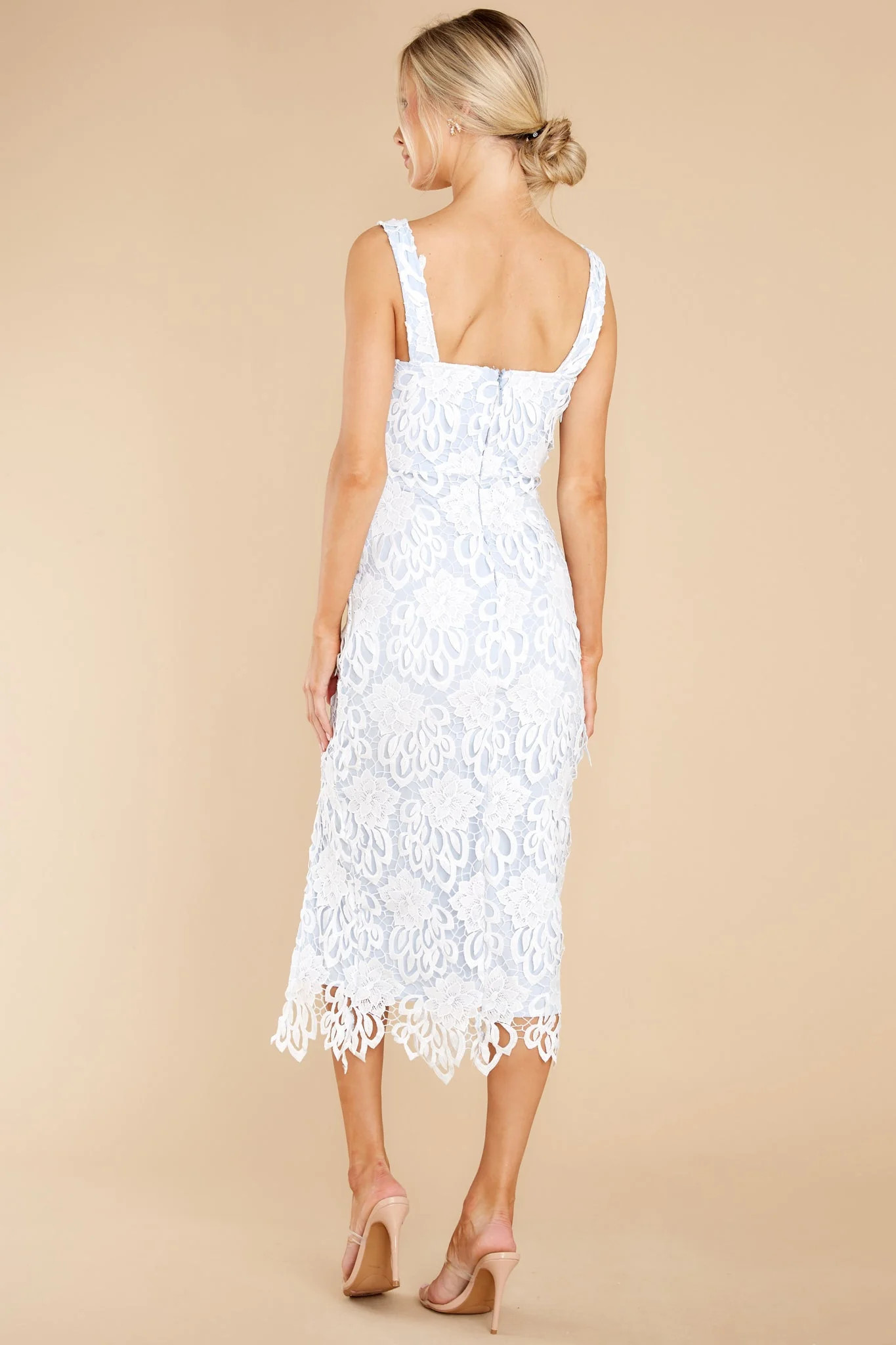 Own The Room Light Blue Lace Midi Dress | Red Dress 