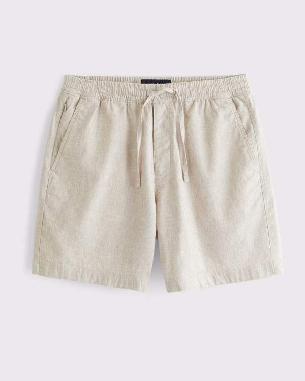 Relaxed Linen-Blend Pull-On Short | Abercrombie & Fitch (US)