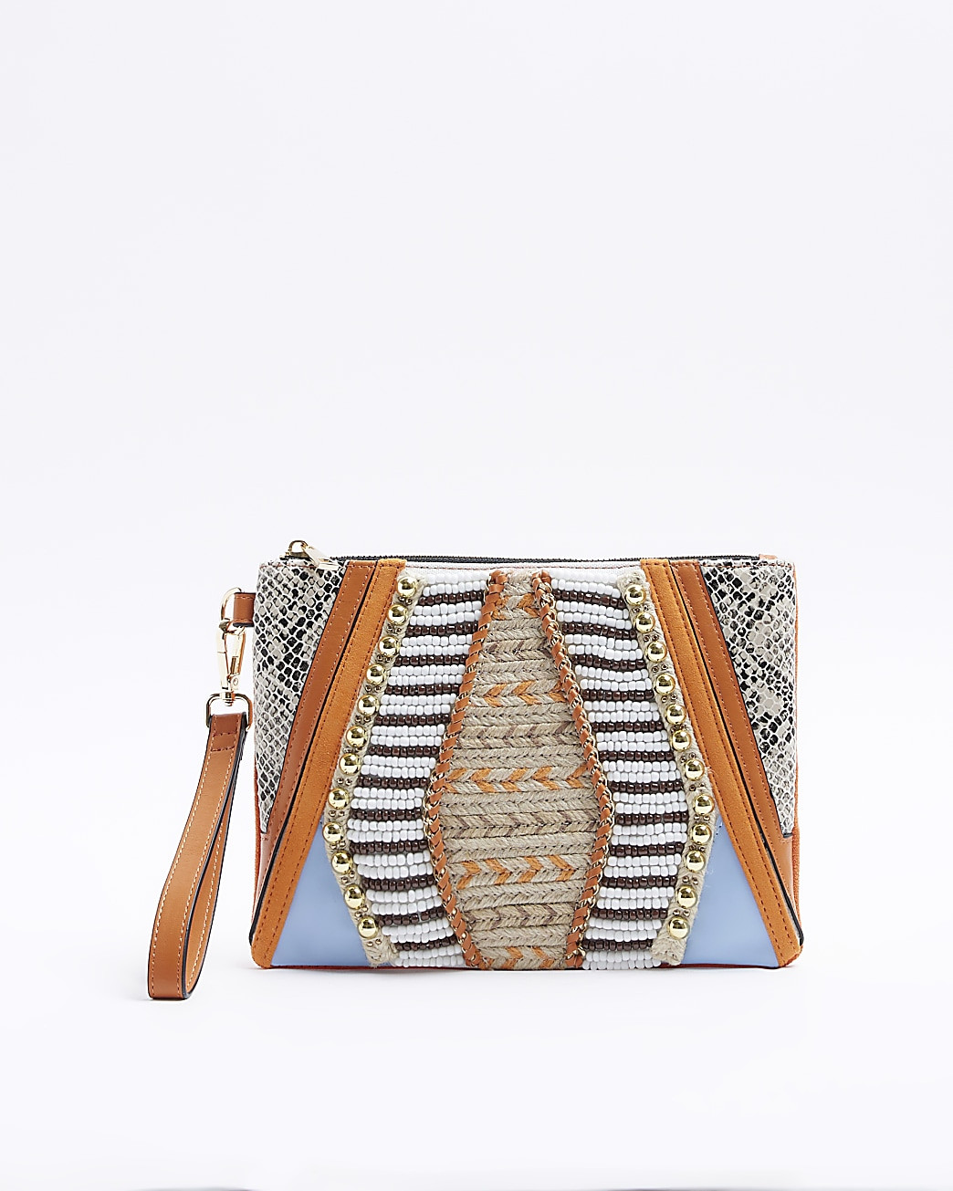 Orange beaded pouchette bag | River Island (UK & IE)