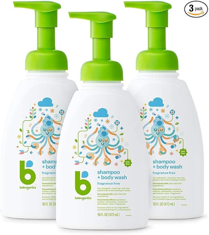 Babyganics Baby Shampoo + Body Wash Pump Bottle, Fragrance Free, Packaging May Vary,16 Fl Oz (Pac... | Amazon (US)