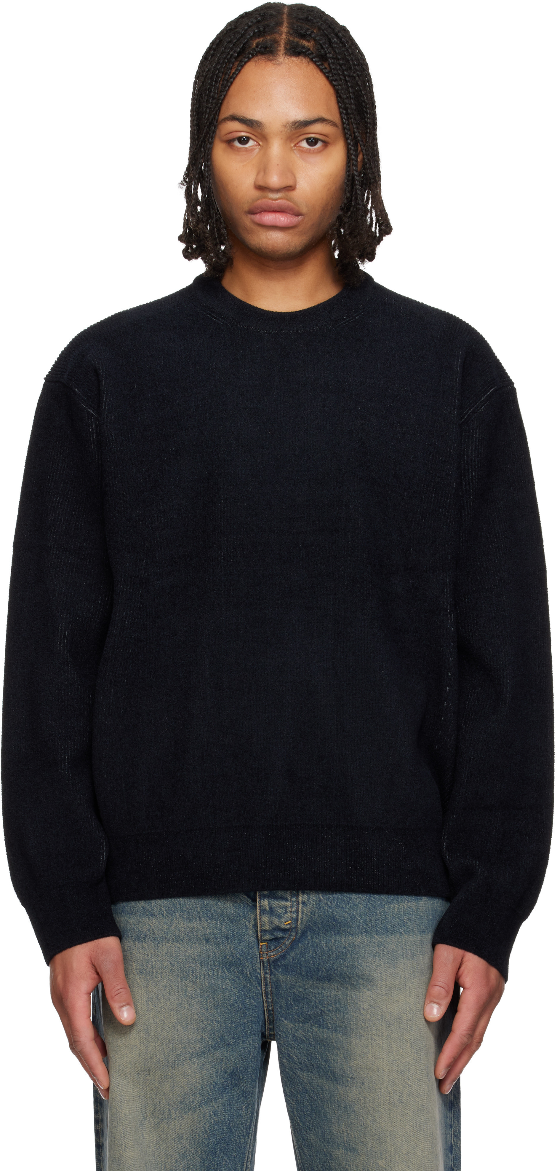 Solid Homme Black Knit Sweater | SSENSE