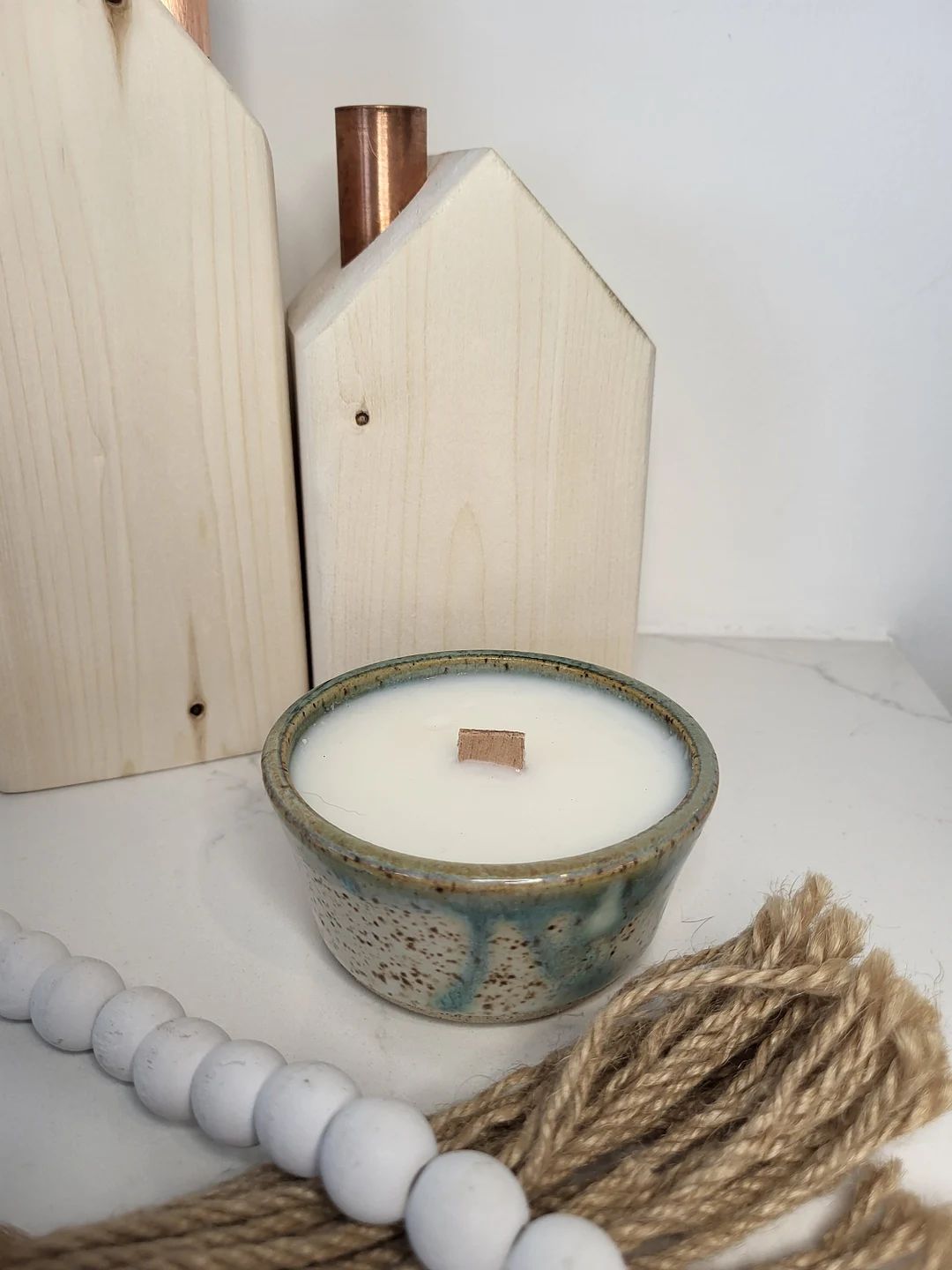 Handmade Pottery Woodwick Soy Candle | Etsy (CAD)