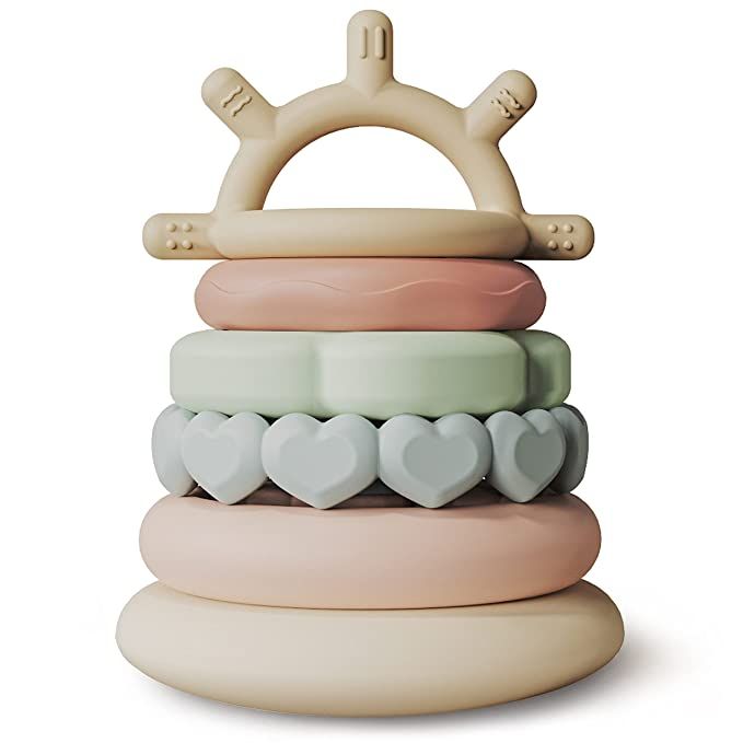 Moonkie Stacks of Circles Soft Teething Toy Educational Learning Stacking Ring Toys for Babies | ... | Amazon (US)