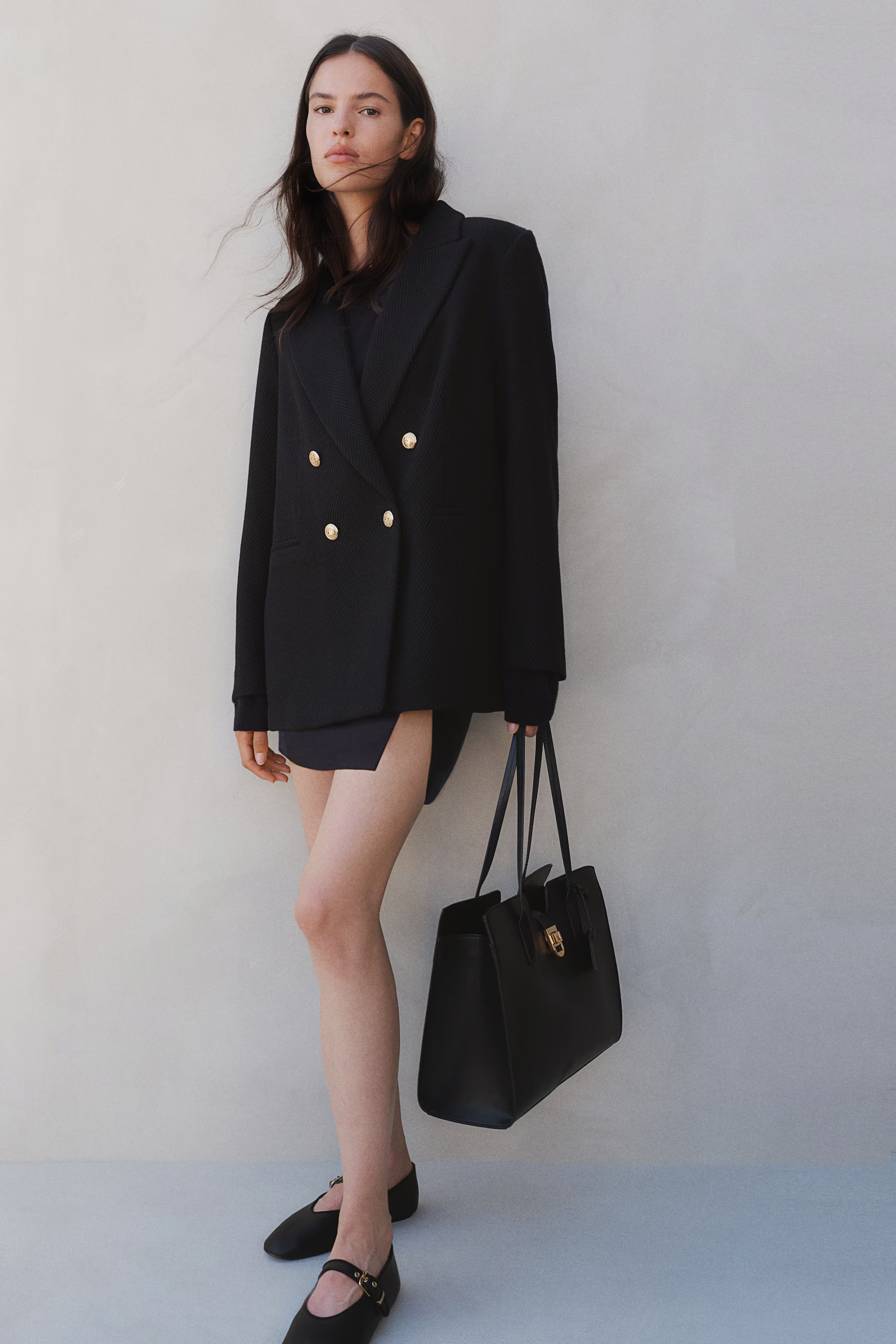 Textured-weave Jacket - Navy blue - Ladies | H&M US | H&M (US + CA)