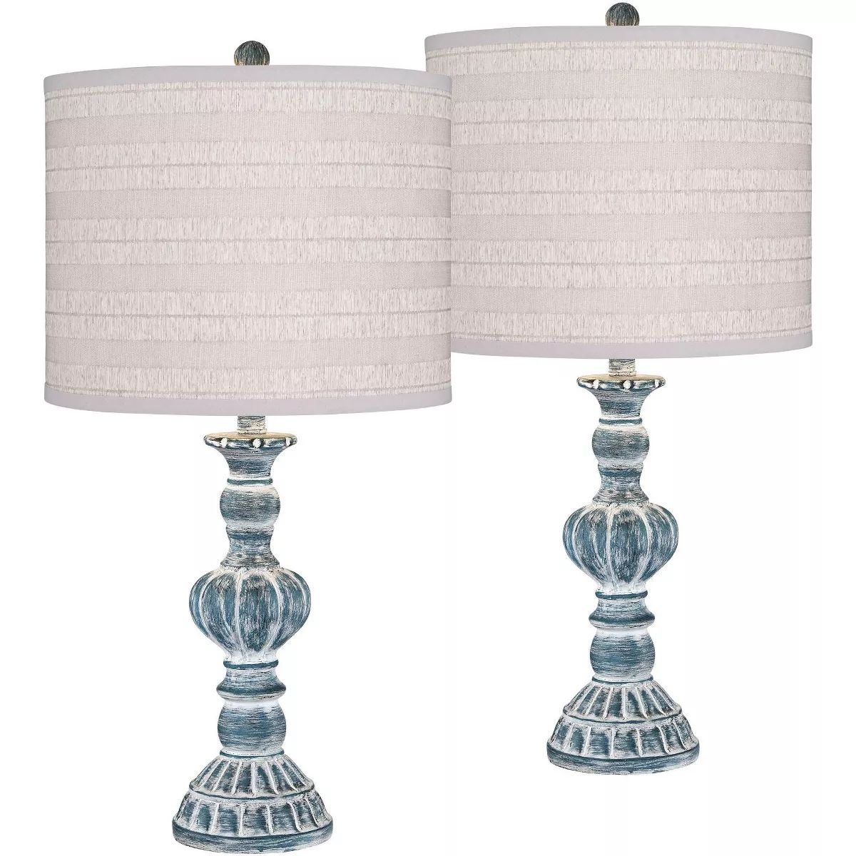 Regency Hill Tanya Rustic Traditional Table Lamps 26 1/2" High Set of 2 Blue Washed Gray Grassclo... | Target