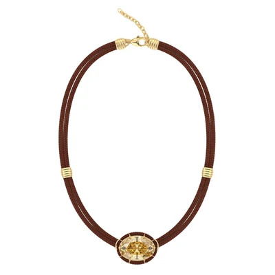 Citrine Silk Cord Pendant, Rust Cord | Over The Moon