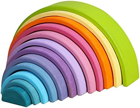 FUNCUBE Large 12 Pieces Rainbow Stacker Nesting Puzzle Wooden Building Blocks, Parent-Child Inter... | Amazon (US)