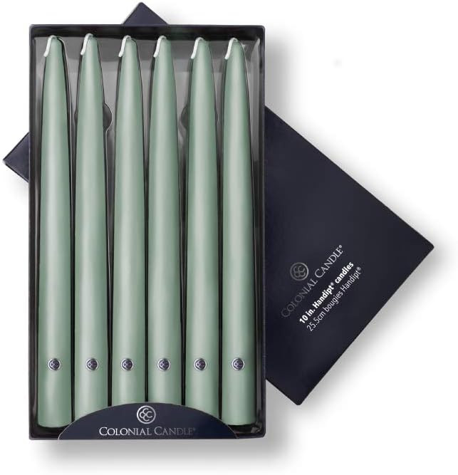 Colonial Candle Unscented Taper Candle, Handipt Collection, Colonial Classic Green, 10 in, Pack o... | Amazon (US)