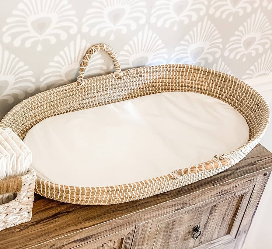 Seagrass Baby Changing Basket with Waterproof Pad | Portable Diaper Changing Topper for Dresser o... | Amazon (US)